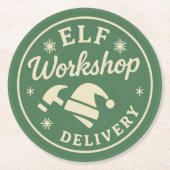Weihnachtsferien-Elfen-Workshop Runder Pappuntersetzer (Vorderseite)
