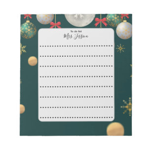 Weihnachtsferien Festliche Lehrer-To-Do-Liste Noti Notizblock