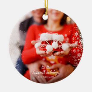 Weihnachtsferien Foto Schwangerschaftsankündigung Keramik Ornament