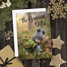 Weihnachtsferien größtes Geschenk Foto Familiennam Feiertagskarte