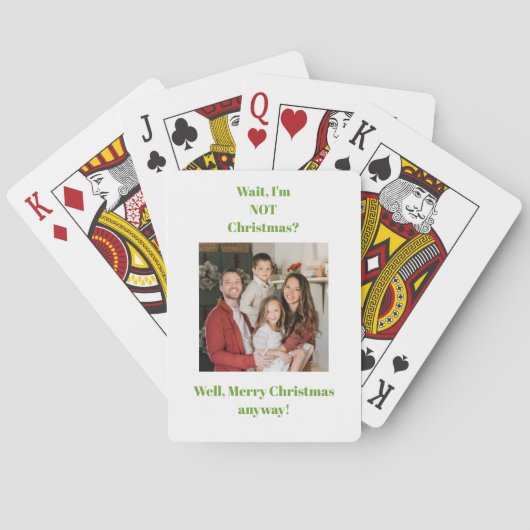 Weihnachtsferien grüner Text Foto Spielkarten (Rückseite)
