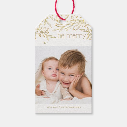 Weihnachtsferien Handgezeichnete Blätter mit Berri Geschenkanhänger (Vorderseite)