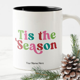 Weihnachtsferien Helle Lustige Farben Modern Retro Zweifarbige Tasse