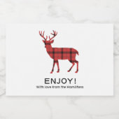 Weihnachtsferien Hirsch Red Kariert Tartan Muster Lebensmitteletikett (Einzelnes Label)
