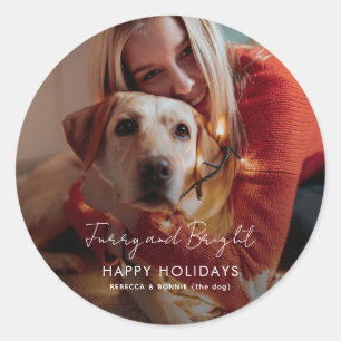 Weihnachtsferien Hund Foto Runder Aufkleber