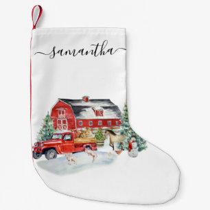 Weihnachtsferien Landhaus-Stil Vintage-Lieferwagen Kleiner Weihnachtsstrumpf