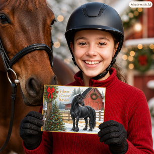 Weihnachtsferien mit friesischem Pferd  Postkarte