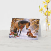 Weihnachtsferien mit Fuchs und Pferd Süß  Karte (Gelbe Blume)