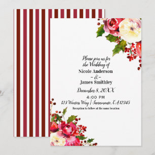 Weihnachtsferien Moderne Winterhochzeit Floral Einladung
