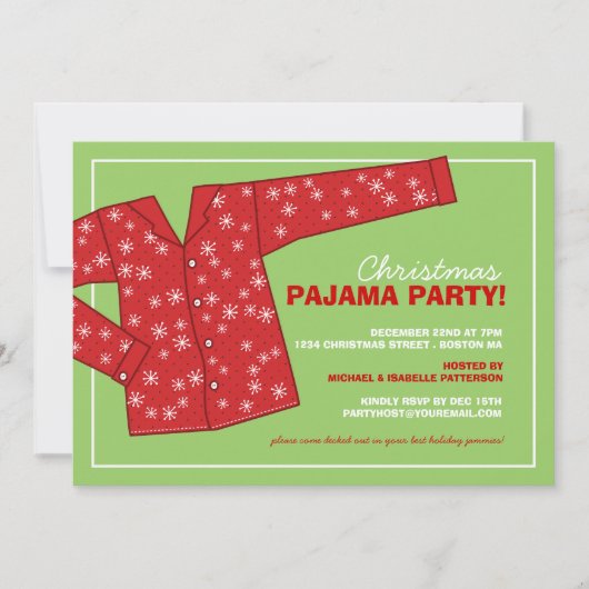 Weihnachtsferien - Pajama-Party Einladung (Vorderseite)