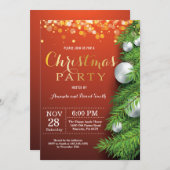 Weihnachtsferien Party Einladung Rot und Gold (Vorne/Hinten)