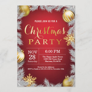 Weihnachtsferien Party Einladung Rot und Gold