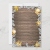 Weihnachtsferien-Party Einladung Rustikal und Gold (Rückseite)