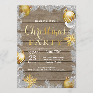 Weihnachtsferien Party Einladung Rustikal und Gold