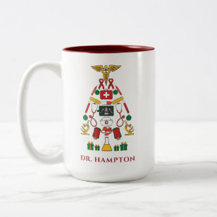 Weihnachtsferien personalisierter Mediziner Arzt K Zweifarbige Tasse