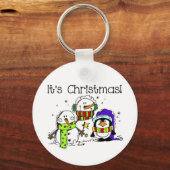 Weihnachtsferien Pinguine und Snowmen Schlüsselanhänger (Vorderseite)
