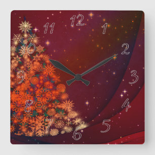 Weihnachtsferien Quadratische Wanduhr