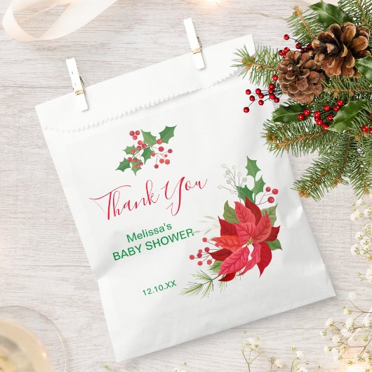 Weihnachtsferien Roter Berry Poinsettia Geschenktütchen