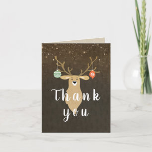 Weihnachtsferien Rustikaler Hirsch Whimsical Danke