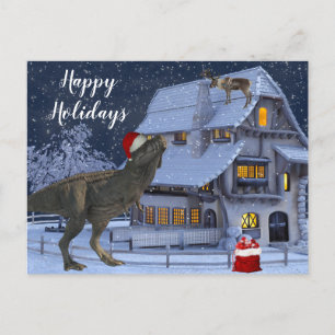 Weihnachtsferien Santa Dinosaurier Postkarte