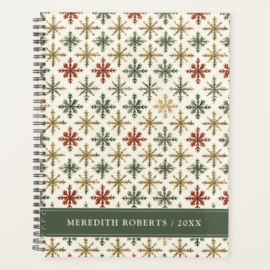 Weihnachtsferien-Schneeflocken-Muster individuell  Planer (Vorderseite)