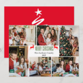 Weihnachtsferien Script Family Foto Collage Feiertagskarte (Vorne/Hinten)