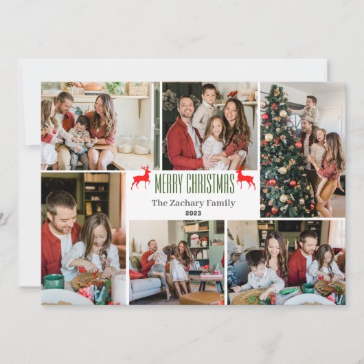 Weihnachtsferien Script Family Foto Collage Feiertagskarte (Vorderseite)