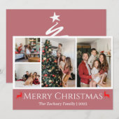 Weihnachtsferien Script Family Foto Collage Feiertagskarte (Vorne/Hinten)