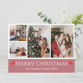 Weihnachtsferien Script Family Foto Collage Feiertagskarte (Stehend Vorderseite)