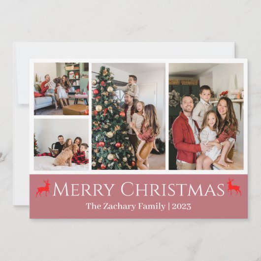 Weihnachtsferien Script Family Foto Collage Feiertagskarte (Vorderseite)