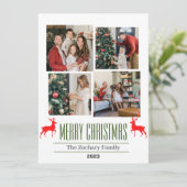 Weihnachtsferien Script Family Foto Collage Feiertagskarte (Stehend Vorderseite)