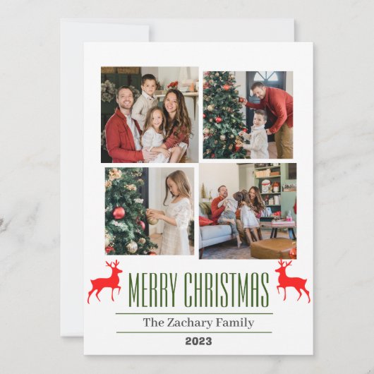 Weihnachtsferien Script Family Foto Collage Feiertagskarte (Vorderseite)