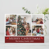 Weihnachtsferien Script Family Foto Collage Feiertagskarte (Stehend Vorderseite)