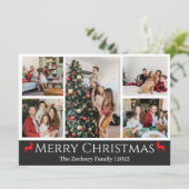 Weihnachtsferien Script Family Foto Collage Feiertagskarte (Stehend Vorderseite)