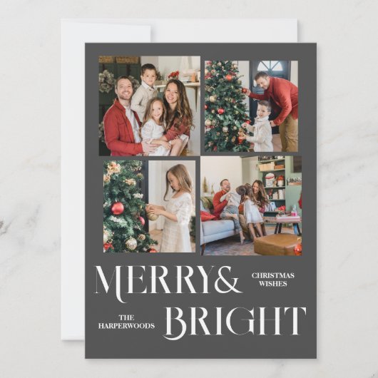 Weihnachtsferien Script Family Foto Collage Feiertagskarte (Vorderseite)