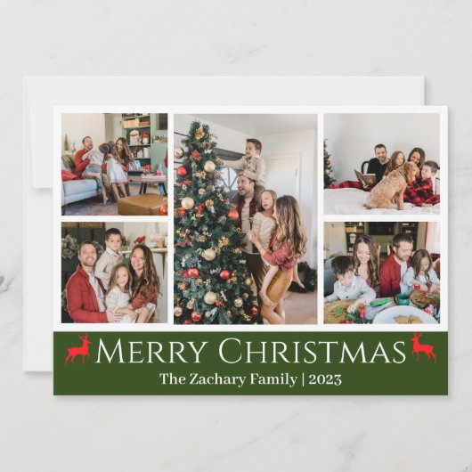 Weihnachtsferien Script Family Foto Collage Feiertagskarte (Vorderseite)