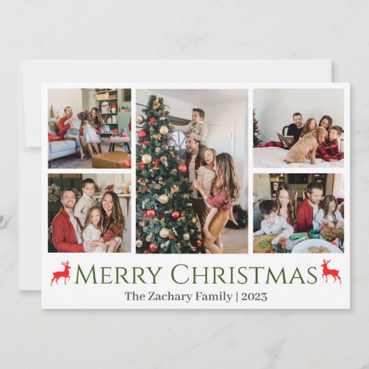 Weihnachtsferien Script Family Foto Collage Feiertagskarte (Vorderseite)