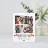 Weihnachtsferien Script Family Foto Collage Feiertagspostkarte (Stehend Vorderseite)