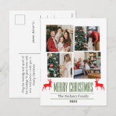 Weihnachtsferien Script Family Foto Collage Feiertagspostkarte (Vorne/Hinten)