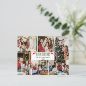 Weihnachtsferien Script Family Foto Collage Feiertagspostkarte (Stehend Vorderseite)