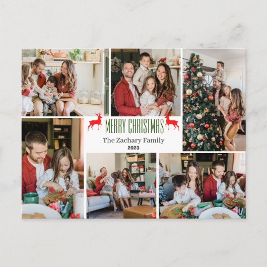 Weihnachtsferien Script Family Foto Collage Feiertagspostkarte (Vorderseite)