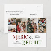 Weihnachtsferien Script Family Foto Collage Feiertagspostkarte (Vorne/Hinten)