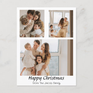Weihnachtsferien Script zentriert Drei-Foto Feiertagspostkarte