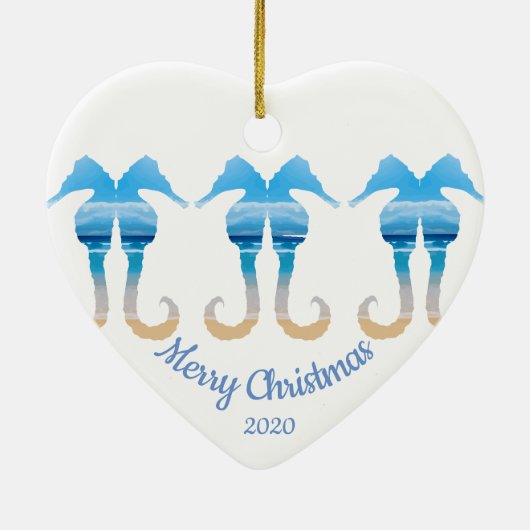 Weihnachtsferien-Seepferde nach Maß Keramikornament (Hinten)