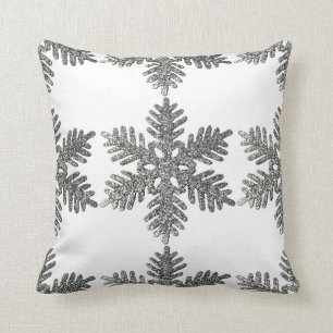 Weihnachtsferien Silber Schneeflocke Stern Design Kissen