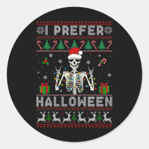 Weihnachtsferien-Skelett Ich bevorzuge Halloween W Runder Aufkleber