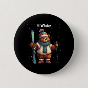 Weihnachtsferien Skifahrer Tier Weihnachten Ski Sk Button