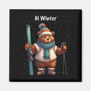 Weihnachtsferien Skifahrer Tier Weihnachten Ski Sk Magnet