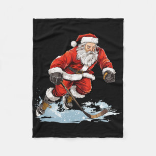 Weihnachtsferien Spaß Santa spielt Eishockey Chris Fleecedecke