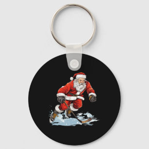 Weihnachtsferien Spaß Santa spielt Eishockey Weihn Schlüsselanhänger